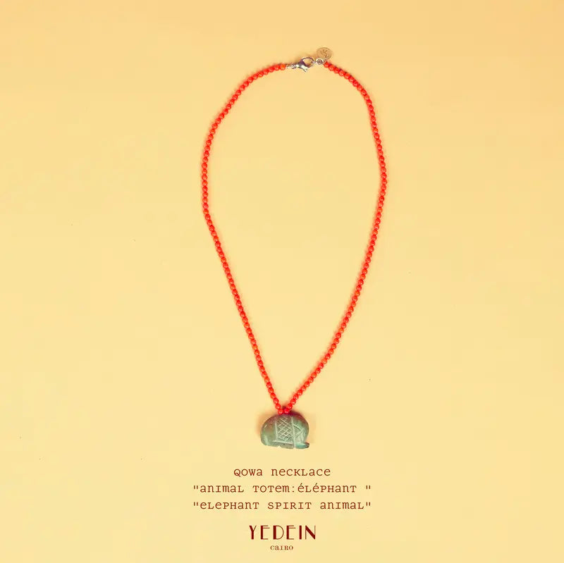 Collier Qowa en perles de corail et turquoise